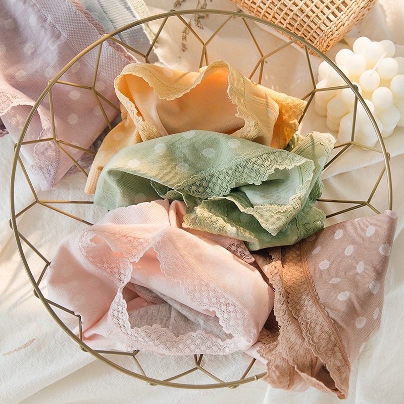 Set 5 quần chip CHẤM BI cotton xuất Nhật