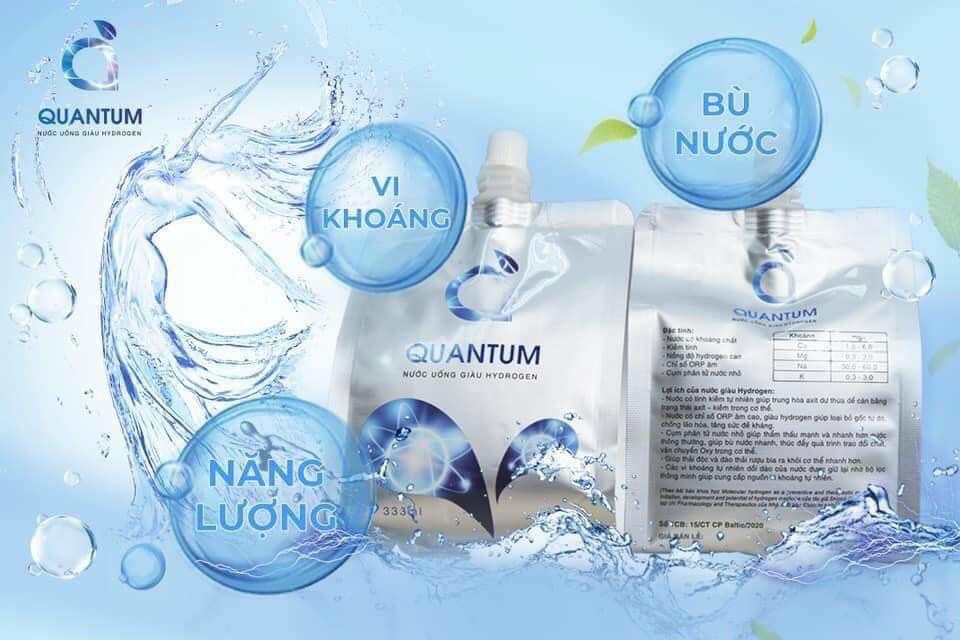 Nước uống hàng đầu cho sức khỏe QUANTUM, chứa ion kiềm giàu hydrogen giúp giảm cân an toàn hiệu quả (333ml/túi)