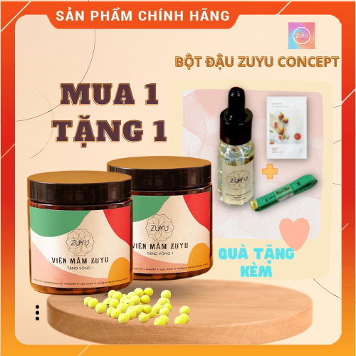 Viên Mầm ZUYU TĂNG VÒNG 1 (Mua 1 tặng 1 + Tặng tinh dầu massage V1  + TẶNG THƯỚC DÂY)