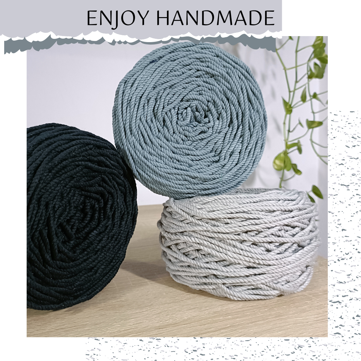 Dây thừng macrame cotton 3 xoắn, 3mm / 5mm, 0.5kg
