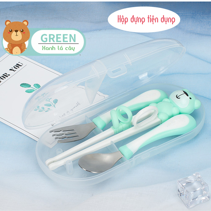 Bộ thìa dĩa đũa tập ăn cao cấp cho bé