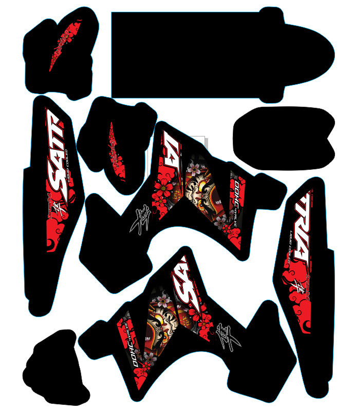 Tem trùm satria fi samurai đỏ đen bóng