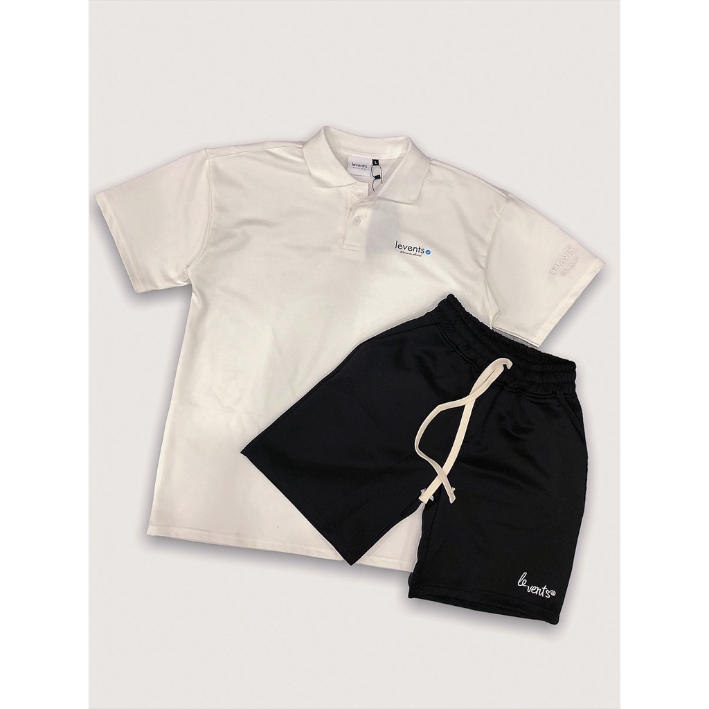 [ẢNH THẬT] Áo Polo Tay Lỡ Cổ Bẻ LEVENTS Basic Đen Trắng Unisex