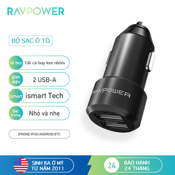 RAVPower RP-VC006 Cổng sạc pin đầu ra o tô màu đen