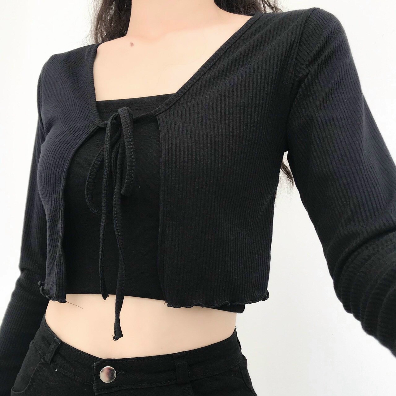 [HCM]Áo croptop khoác cột dây