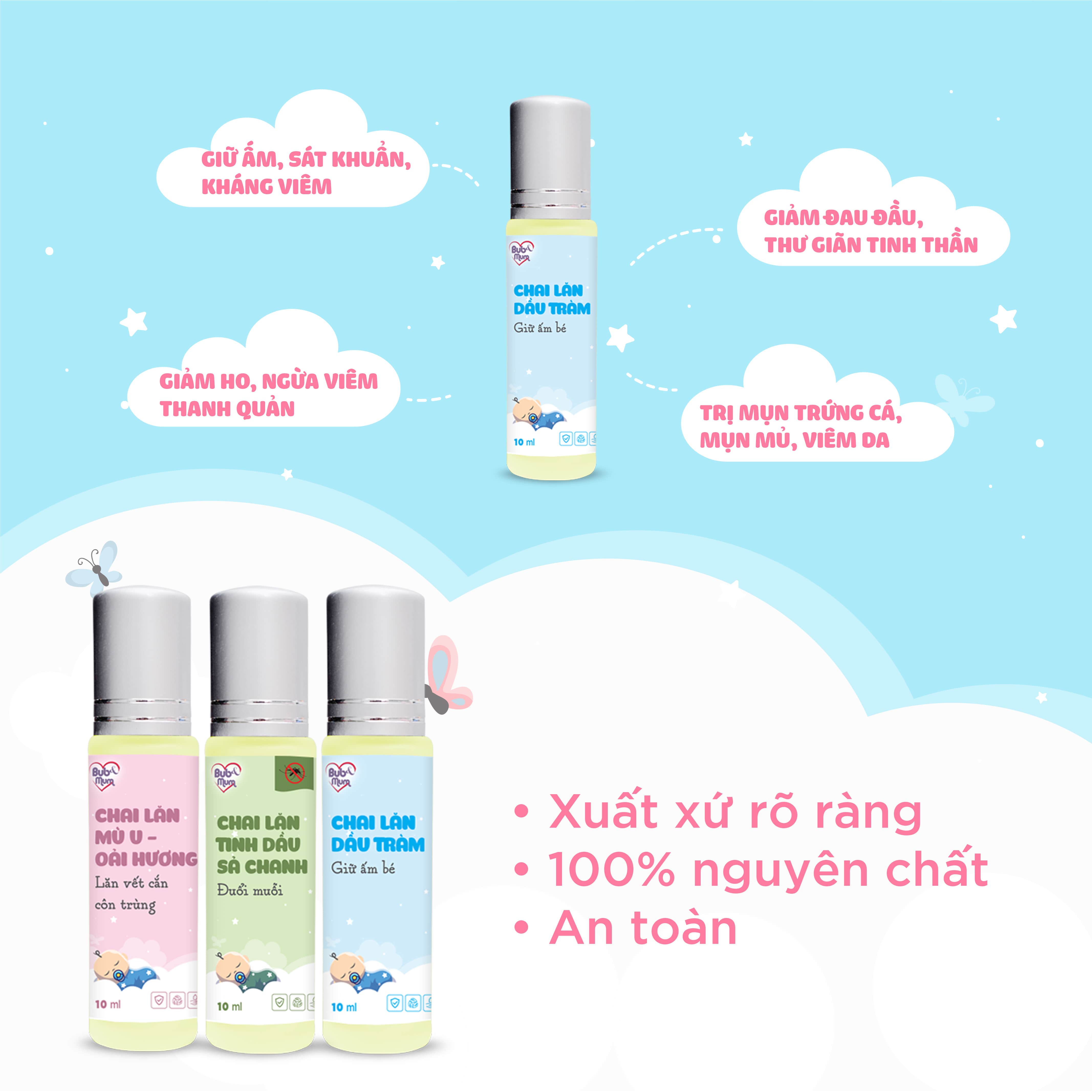 Chai lăn tinh dầu Tràm gió 10ml BuB&MuM giữ ấm cho bé
