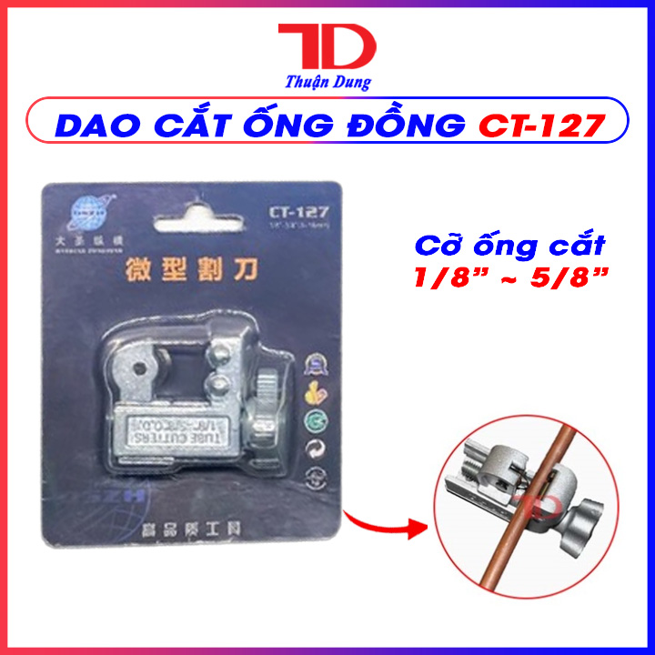 Dao cắt ống đồng mini DUNNEX CT-127 cắt ống phi 3mm–16mm, lưỡi hợp kim siêu bén, nhỏ gọn thao tác nhanh cho thợ lạnh, Điện lạnh Thuận Dung