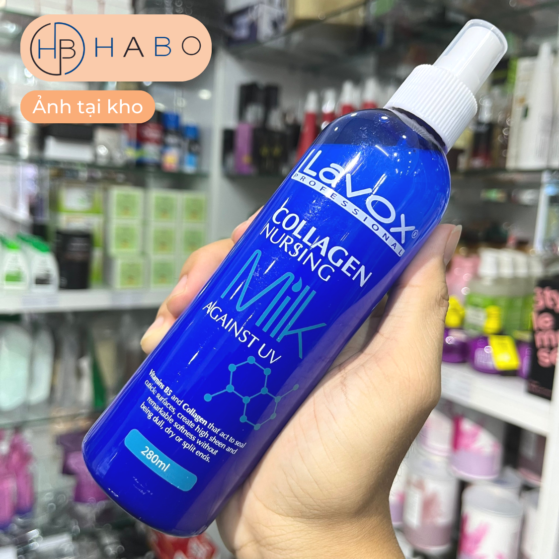 Xịt dưỡng tóc Lavox Collagen chống tia UV siêu bảo vệ tóc (dạng sữa 280ml)
