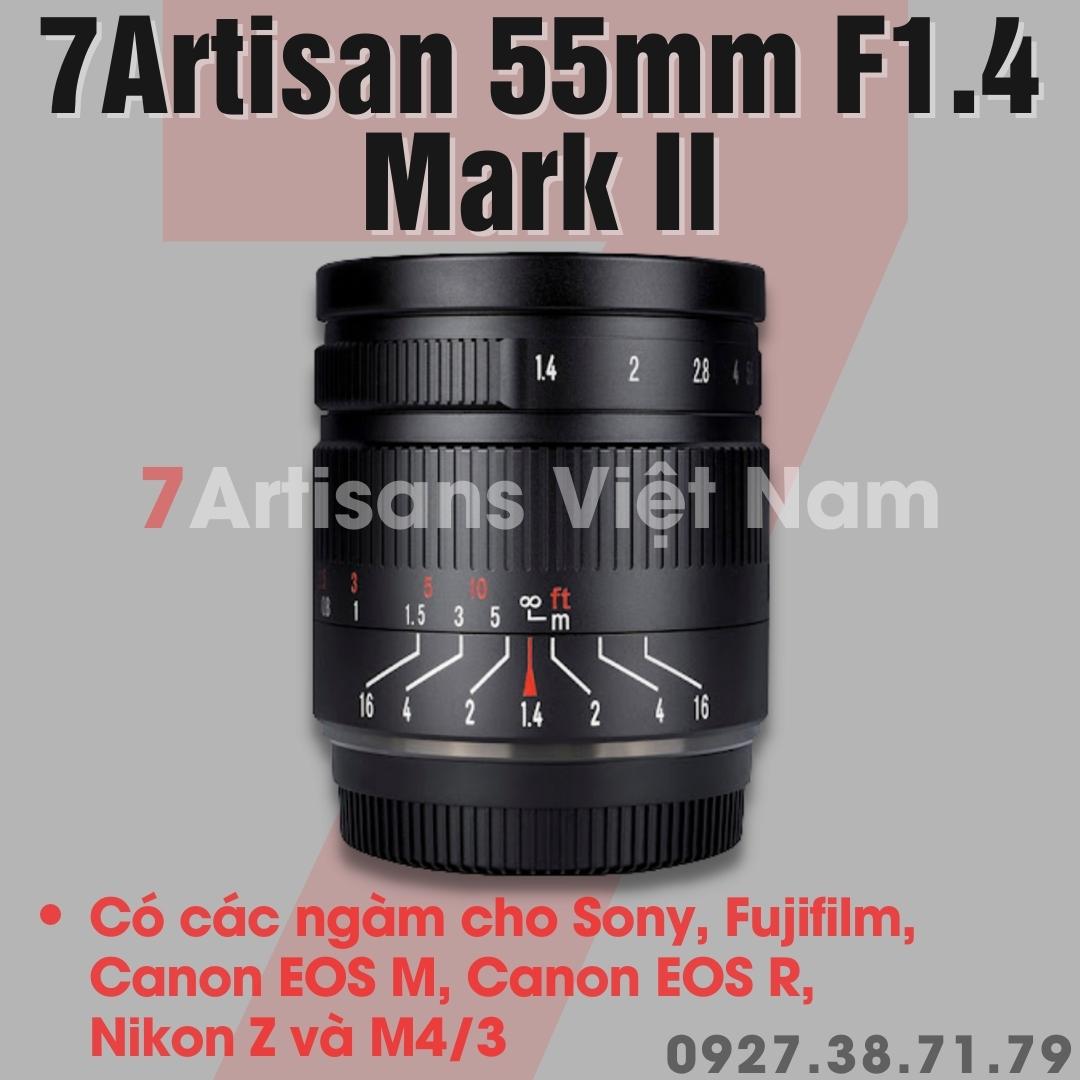 Freeship ống kính 7artisans 55mm f1.4 mark ii - lens chân dung xóa phông cho fujifilm, sony, canon eos m, canon rvà m4/3