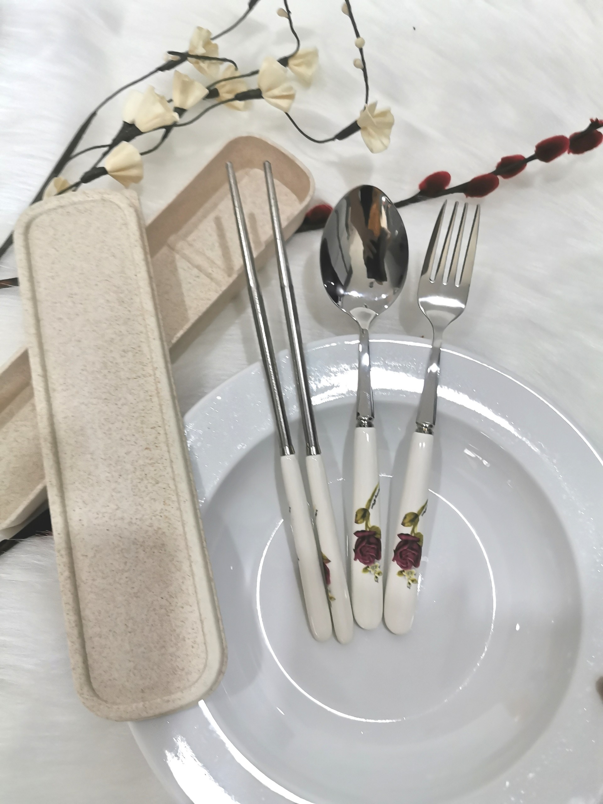 BỘ MUỖNG ĐŨA NĨA INOX KẾT HỢP SỨ HÀN QUỐC