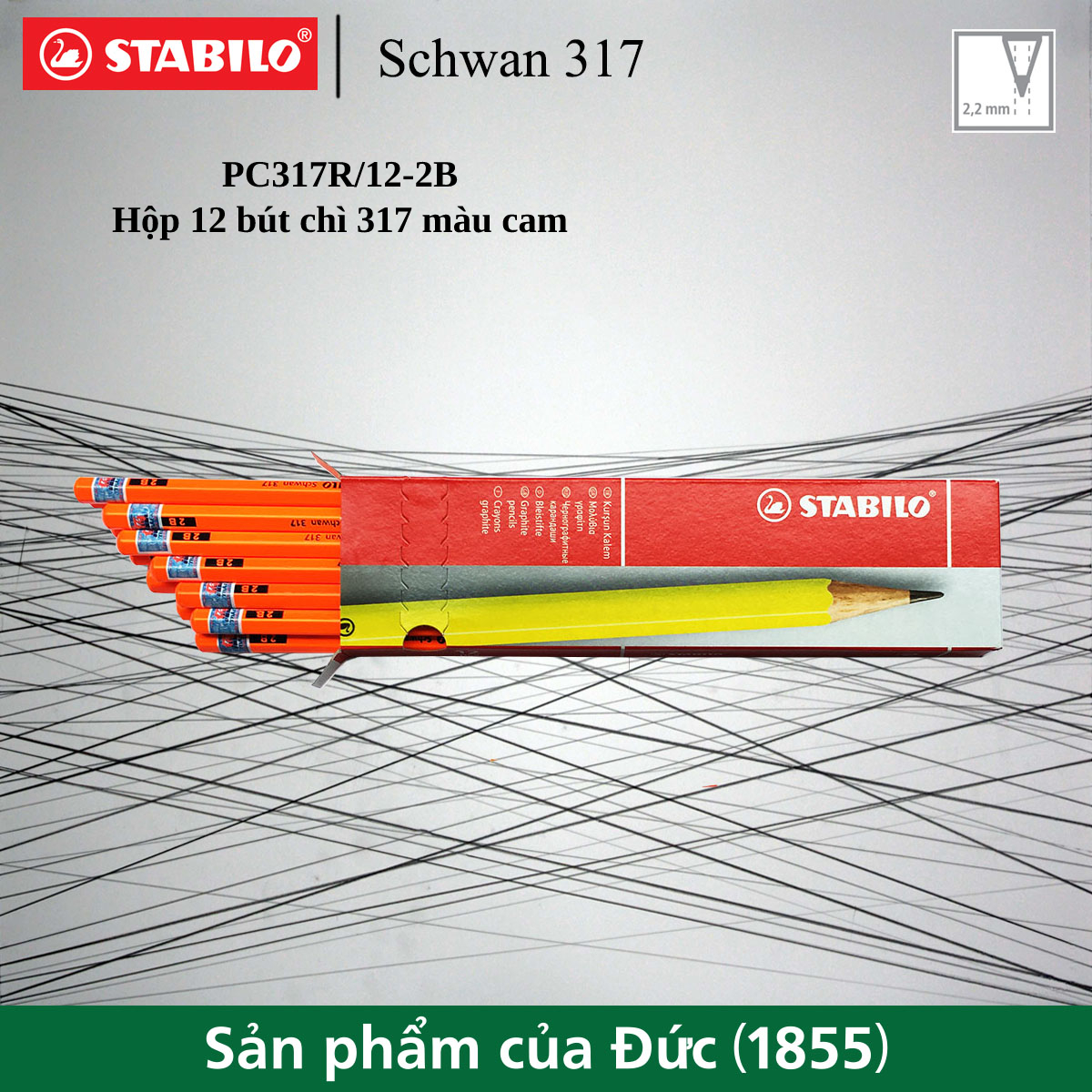 Bộ hộp 12 cây bút chì gỗ stabilo schwan 317