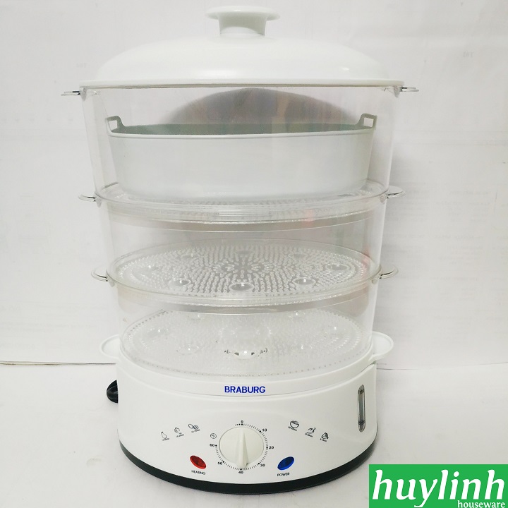 Nồi hấp điện 3 tầng Braburg B3L - 8.5 lít - B3K - 9 lít
