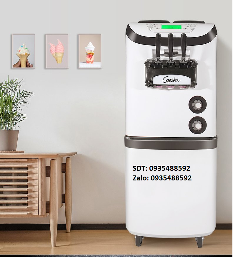 [Trả góp 0%]Máy làm kem 3 vòi . 2 lốc lạnh . Bảo hành 1 năm