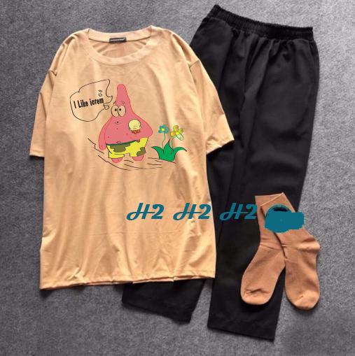 sét áo phông  thun kèm quần hót hít i like crem