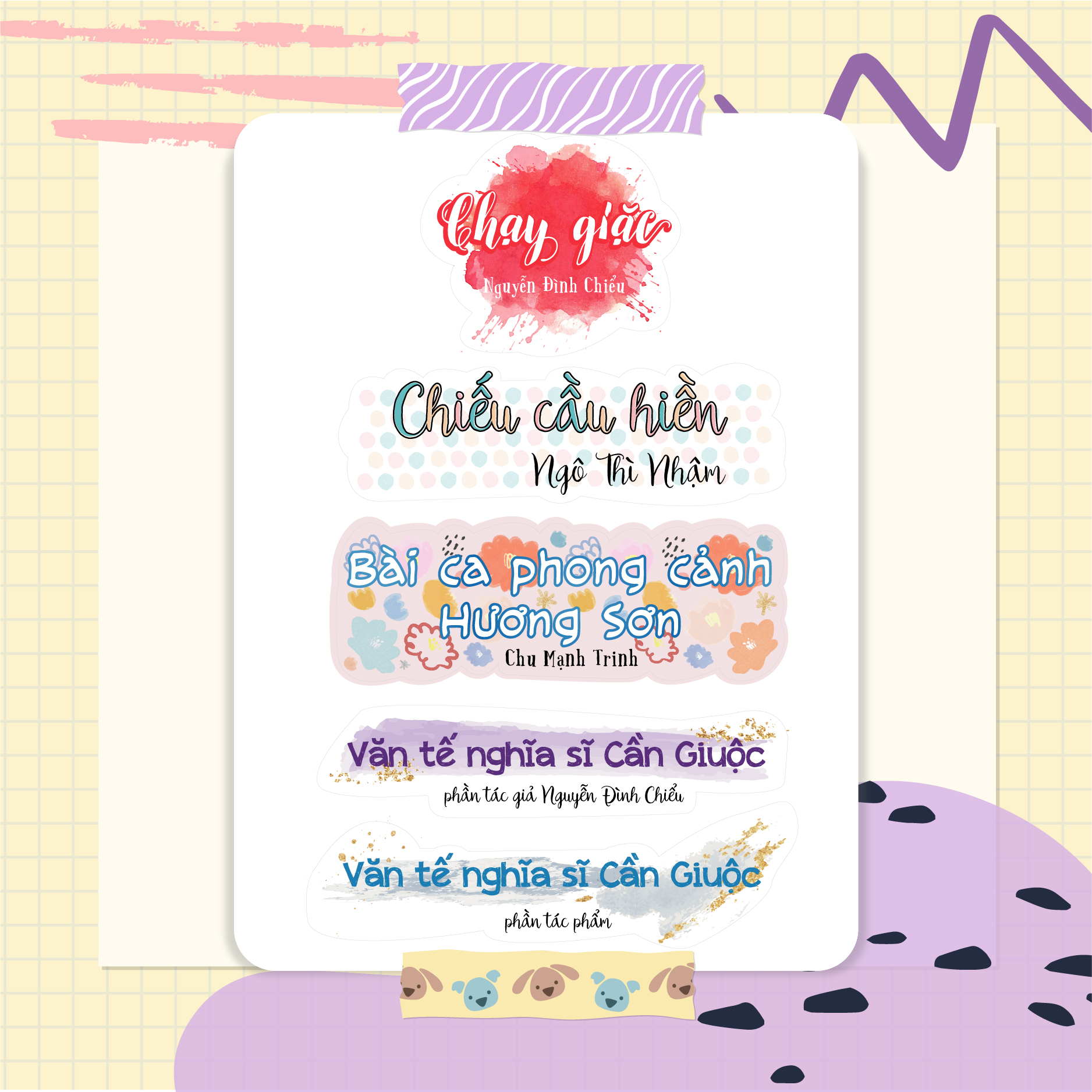 Nhãn dán sticker môn học 11 - Tựa bài ngữ văn