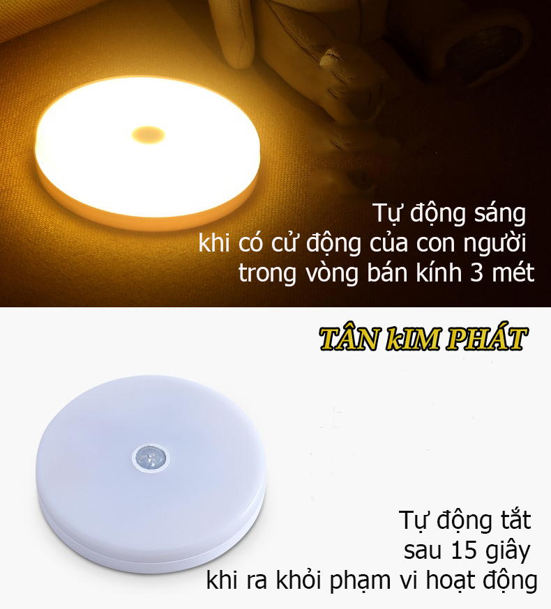 Đèn Led Thông Minh Cảm Ứng Dán Tường Sạc USB (Có Công Tắc)