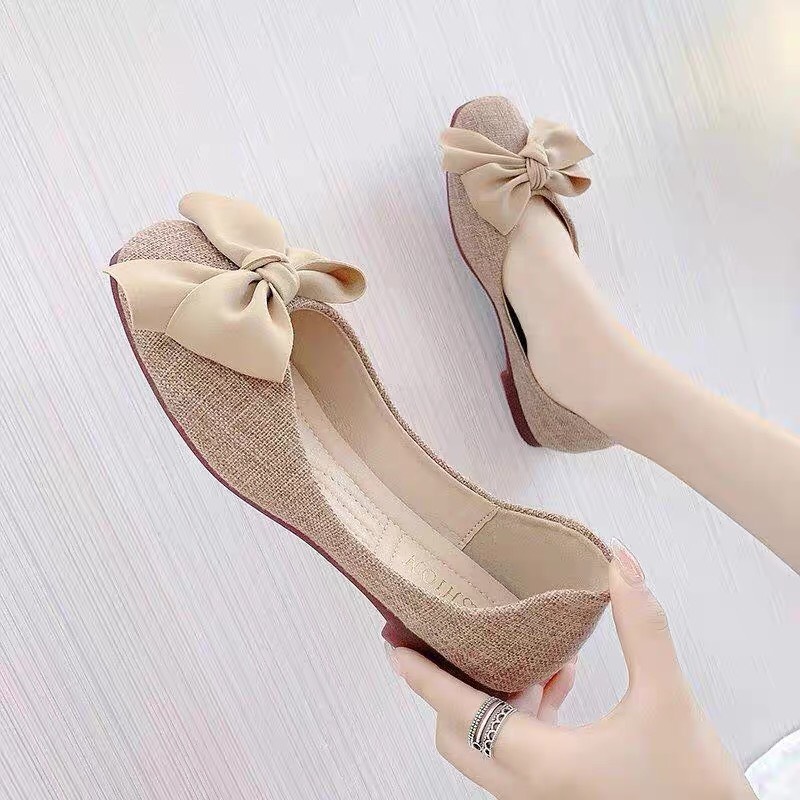 Giày búp bê nữ nơ lụa phong cách Hàn Quốc(  nơ dạ)