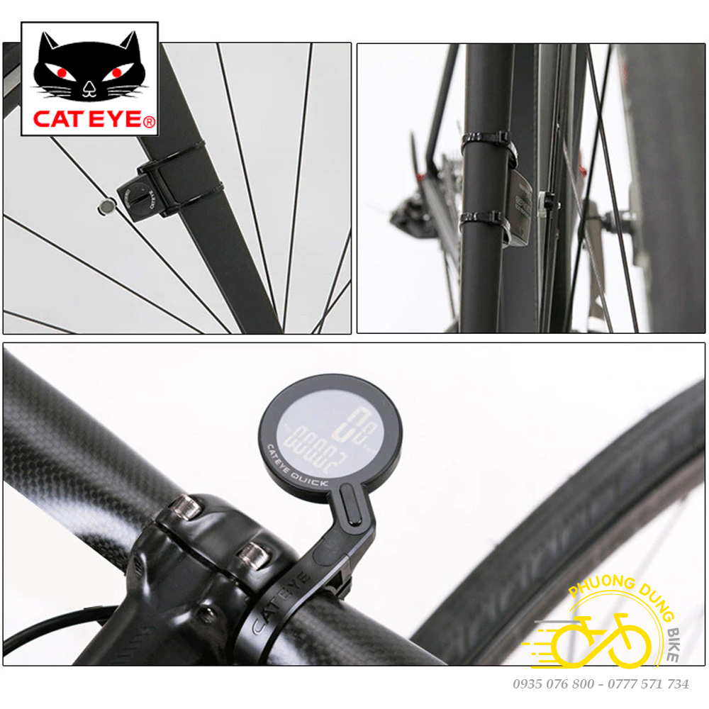 Đồng hồ đo tốc độ xe đạp không dây CATEYE QUICK CC-RS100W (Made in Japan)