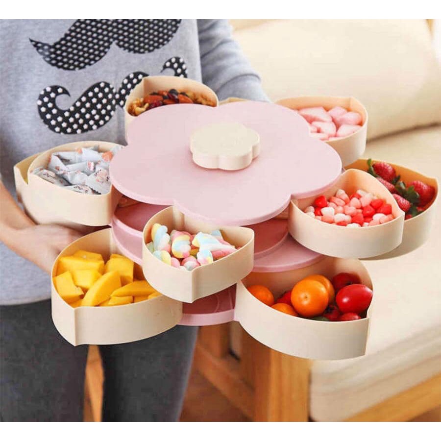 { Có Quà Tặng } Khay Mứt Tết - 2 Tầng 10 Cánh Hoa, Khay Đựng Bánh Kẹo Tết, Hộp Đựng Bánh Kẹo, Hộp Đựng Mứt Tết 2 Tầng, Khay Đựng Bánh Kẹo Ngày Tết 2024 Cấp Sang Trọng Tinh Tế