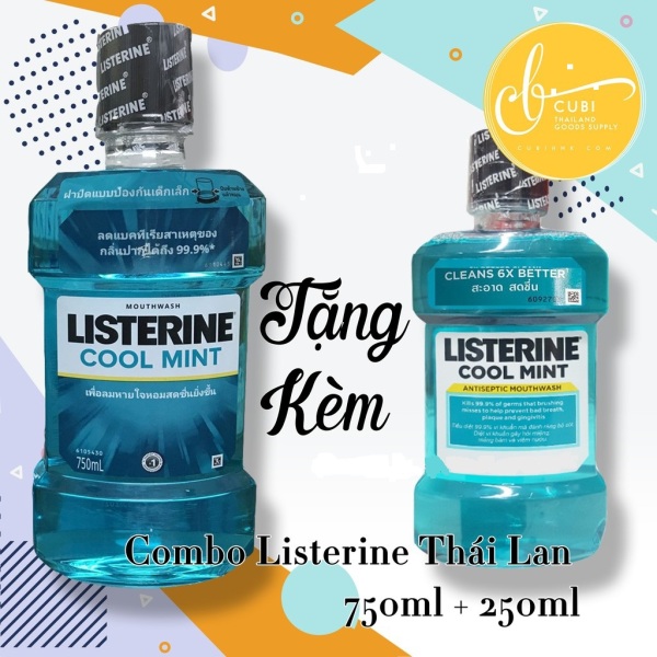 Cặp nước súc miệng Listerine 750ml + 250ml