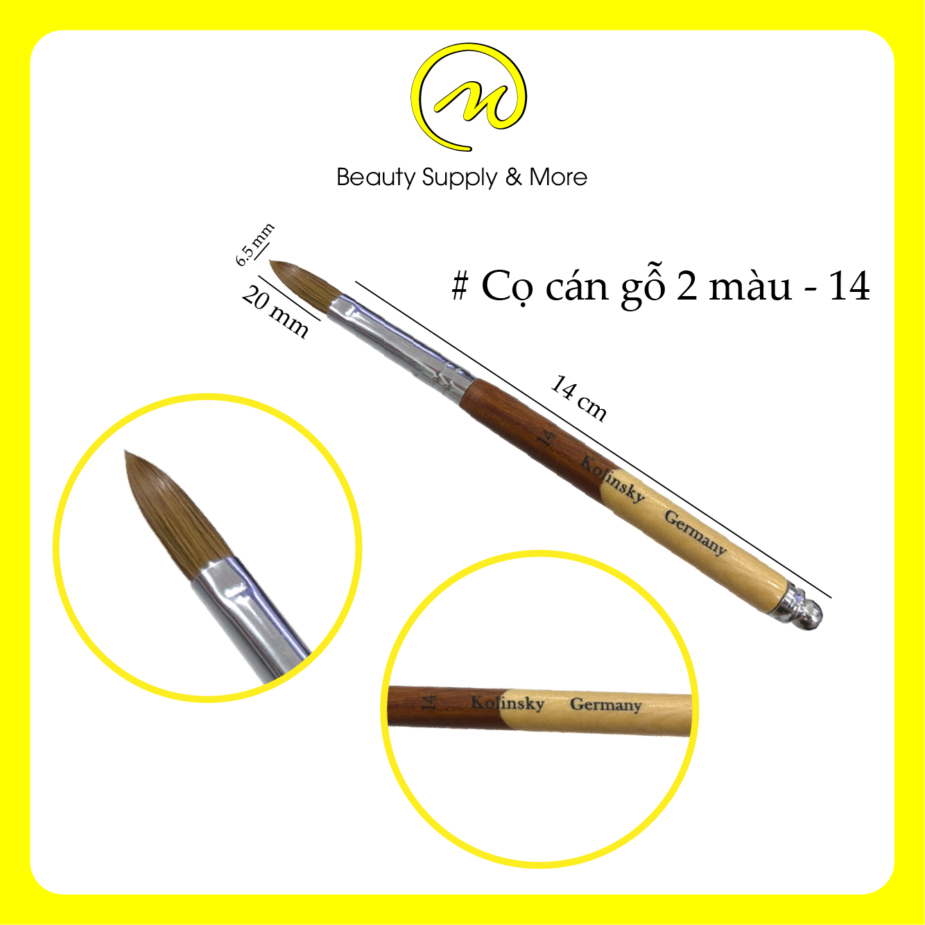 CỌ ĐẮP BỘT 14/16 KOLINSKY GERMANY CÁN GỖ 2 MÀU