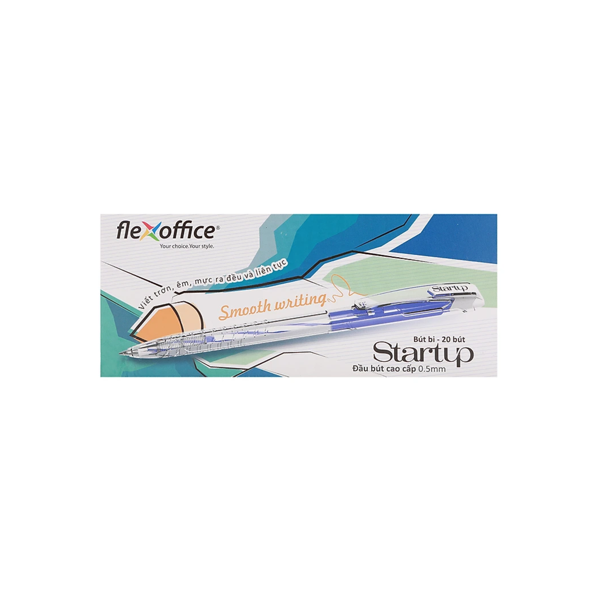 Bút Bi Flexoffice Startup FO-039 /VN (Mực Xanh, Hộp 20 Bút)