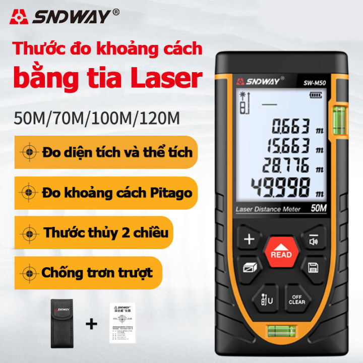 Thước đo laser 50 mét SNDWAY SW-M50 tia đỏ