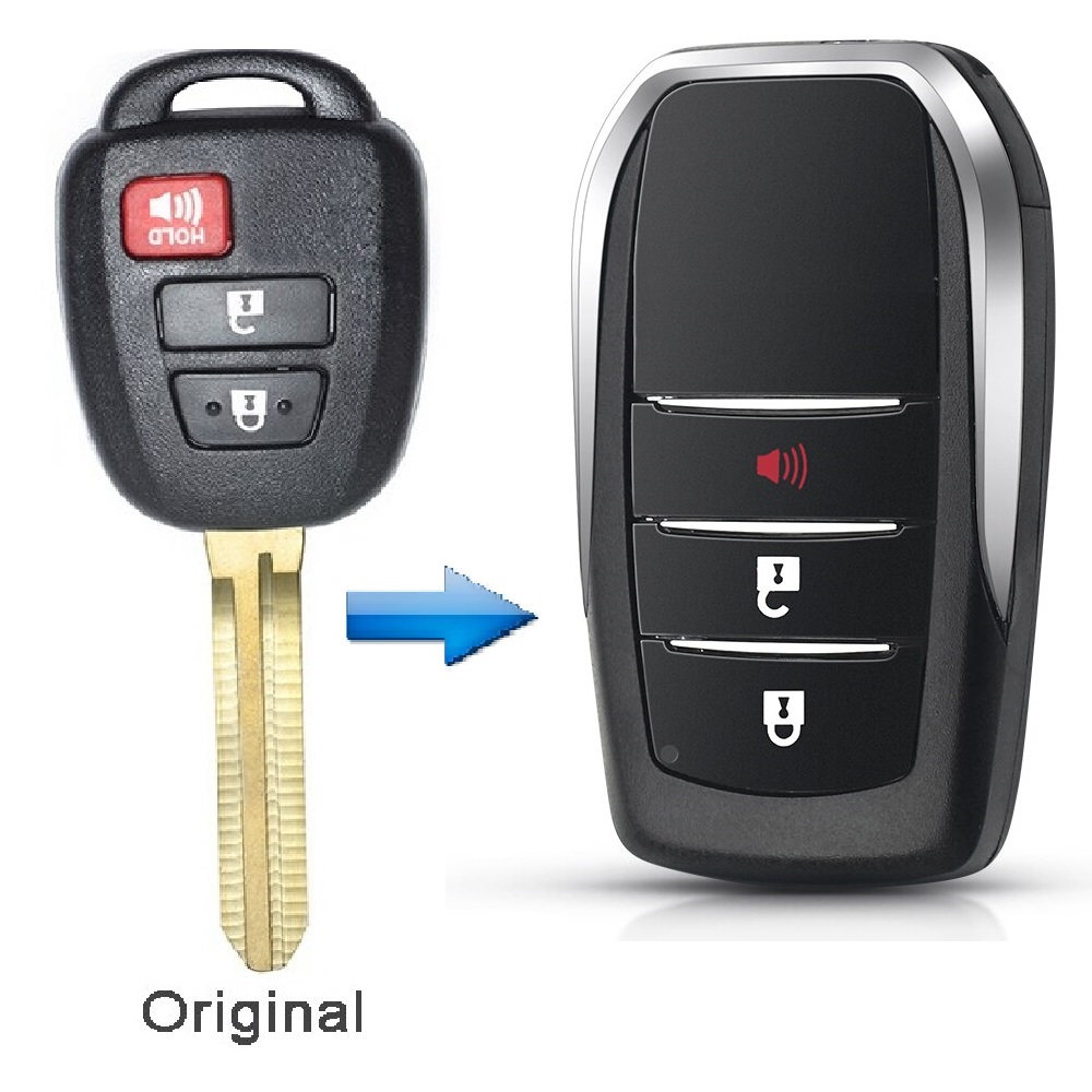 [3 nút] Vỏ Độ Chìa Khóa Gập Xe Toyota Vios & Innova, Yaris, Corolla Altis