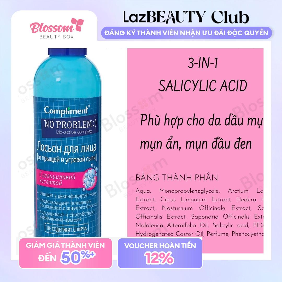 TONER nước hoa hồng cho da dầu mụn COMPLIMENT NO PROBLEM 200ML