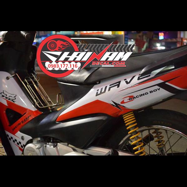 Tem Trùm Wave Alpha Trắng Đỏ Fow Racing Boy