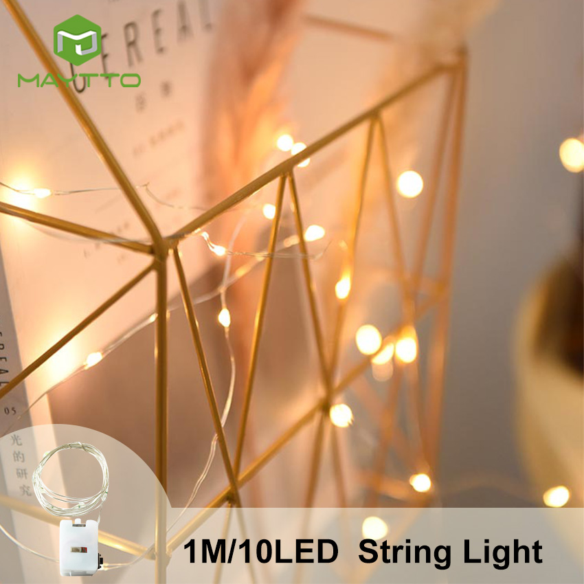 MAYTTO LED Strip Light String Fairy Light Christmas Light Decoration Wedding Light Battery Operated Fairy Lights Holiday Copper Wire String Lights Multi-mode Garland Party String Lights Warm White 1M/50LED