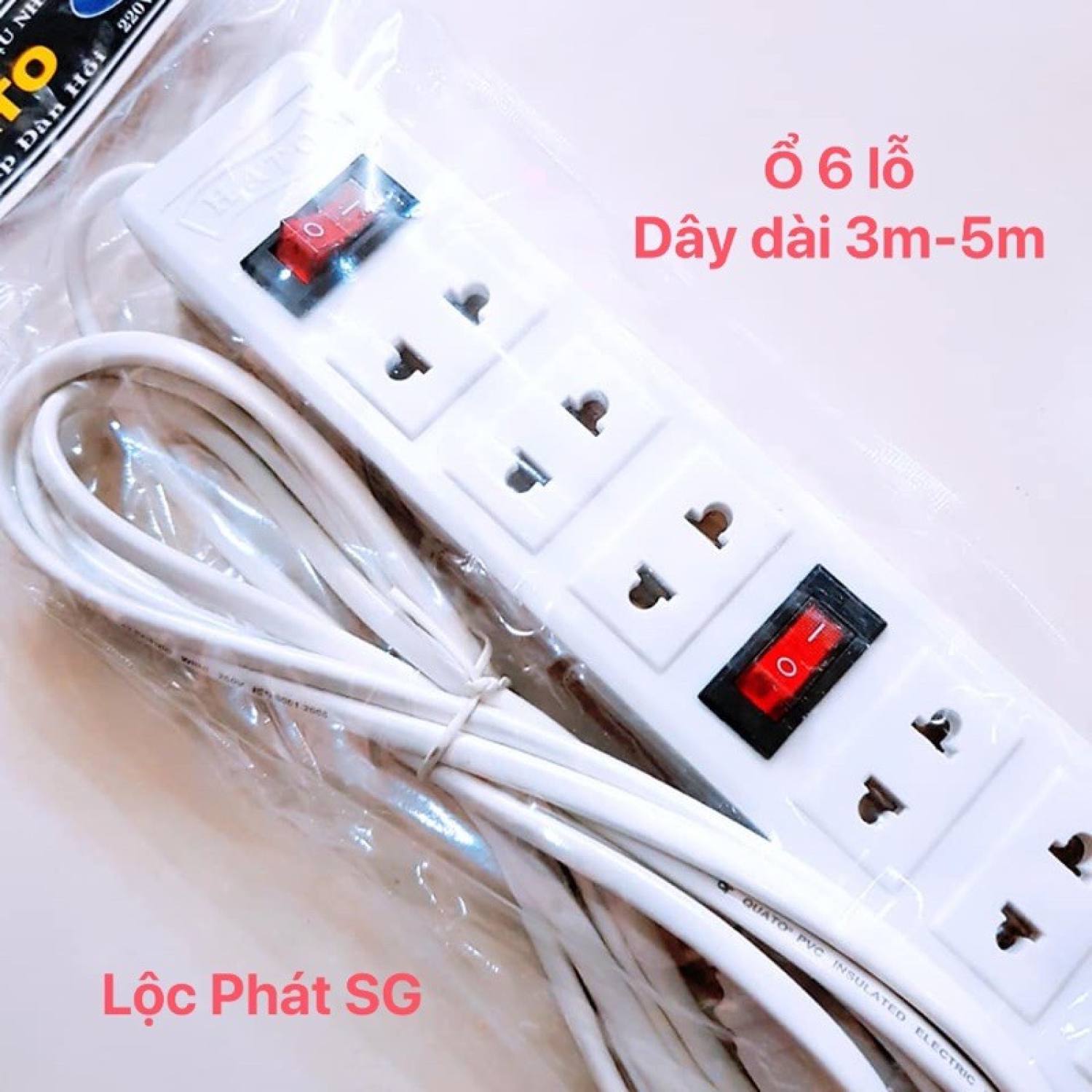 Ổ cắm điện 6 lỗ - 2 công tắc chịu nhiệt