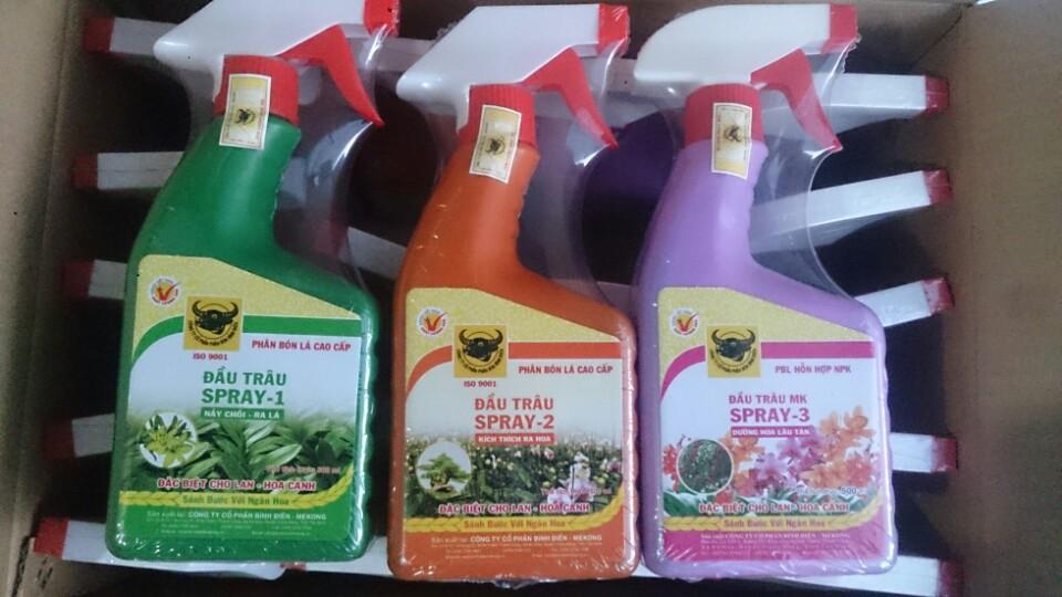 Combo 3 loại phân bón lá cao cấp đầu trâu spray 1 spray 2 spray 3 mỗi loại 500ml chuyên hoa – cây kiểng