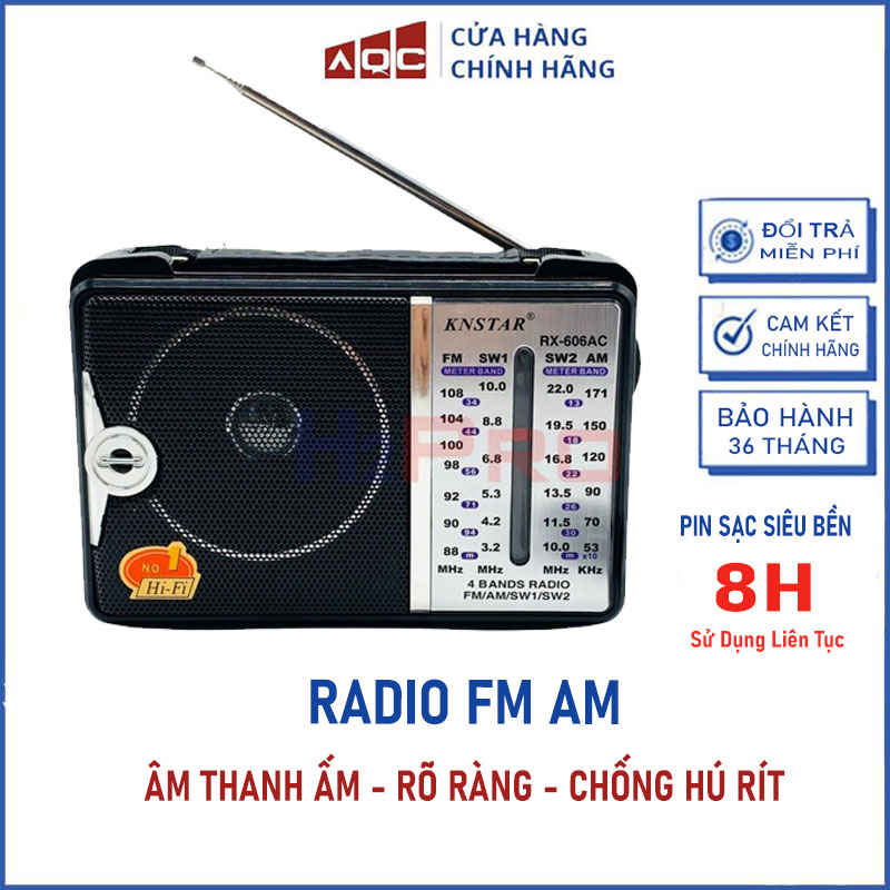 Đài radio fm đài nghe radio fm am knstar rx-606ac cho người già đài cao cấp 4 bands am/fm/sw1/sw2