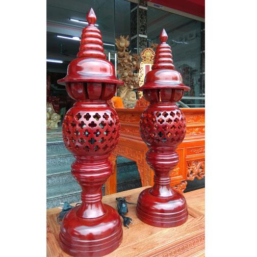 Pair of Wooden Altar Lamps 23cm High