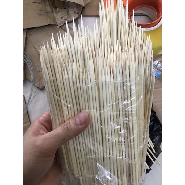 100 Que tăm xiên thịt, tăm tre xiên thịt nướng, xiên xúc xích dài 15cm