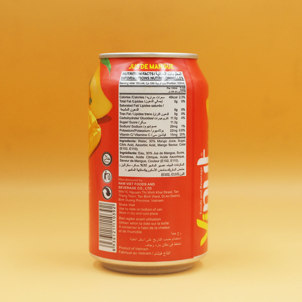 [LỐC 6 LON] Nước Ép Xoài Vinut 330ml