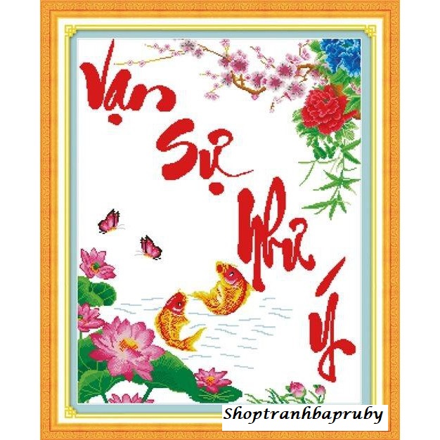 Tranh thêu vạn sự như ý 222736 kích thước 62 x 78 cm