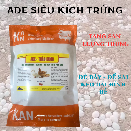 ADE Thảo dược siêu kích trứng kéo dài đỉnh đẻ vỏ trứng dày cho ngan gà vịt cút gói 1kg