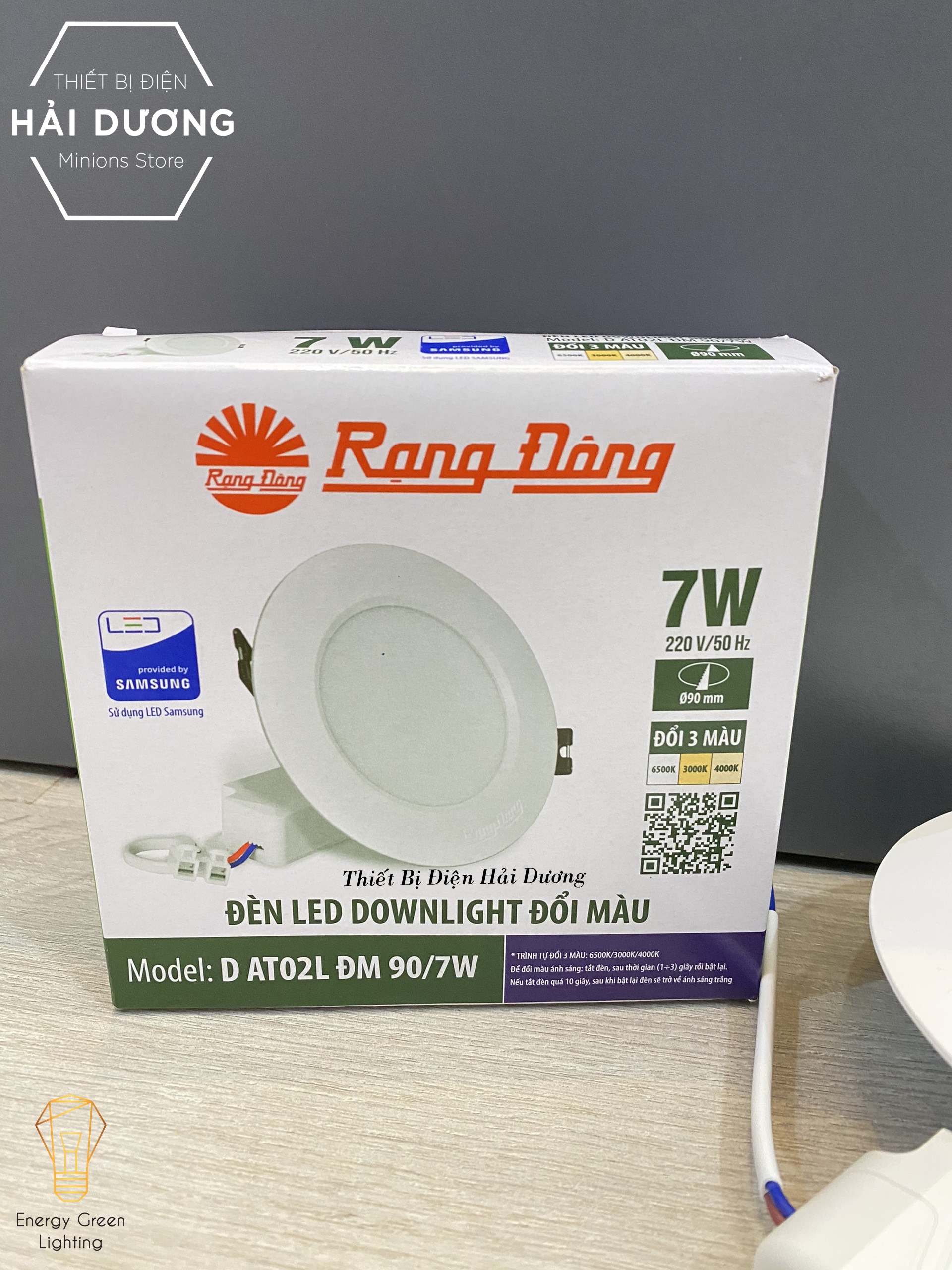 Đèn LED Downlight Âm Trần Đổi Màu Rạng Đông D AT02L ĐM 90/7W