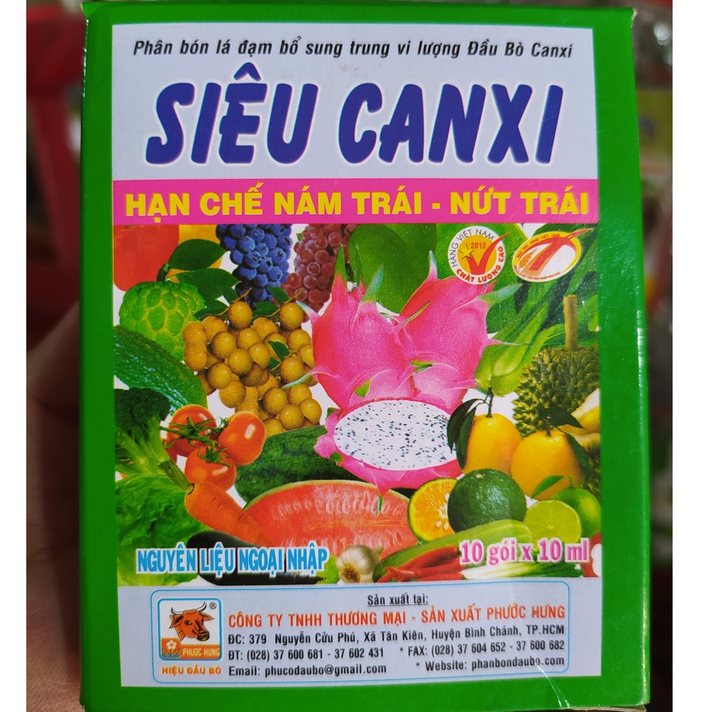 Phân Bón Siêu CANXI (10ml), Canxi Chống Thối Trái, Nứt Trái