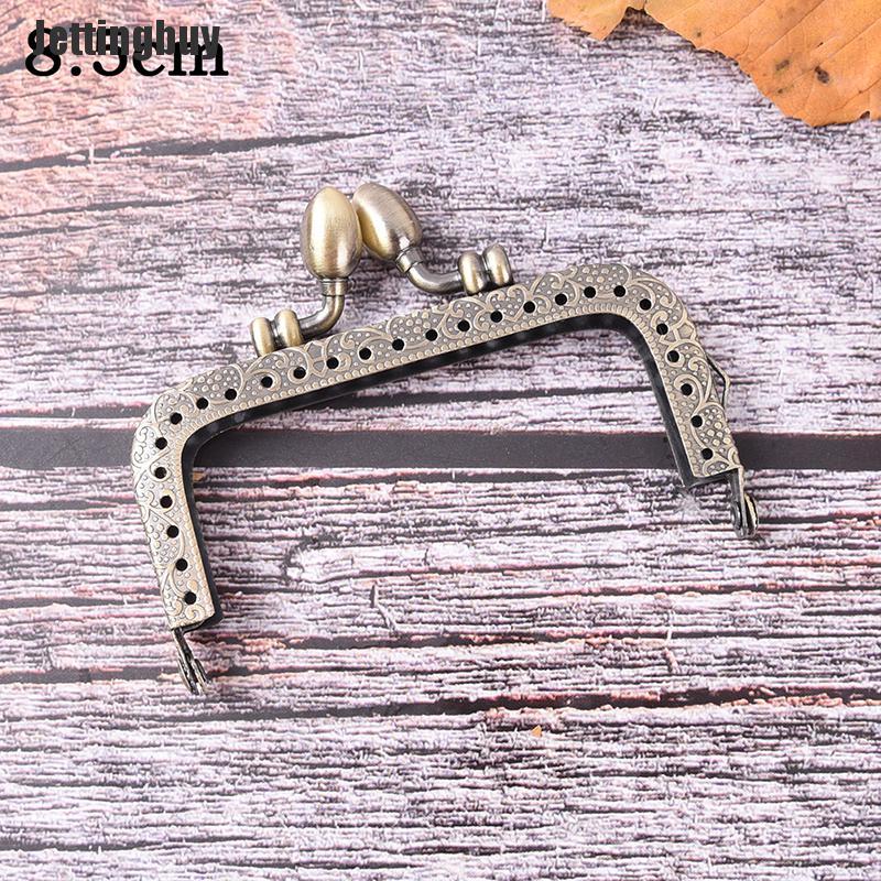 Jettingbuy Bronze DIY Purse Handbag Handle Coin Bag Metal Kiss Clasp Lock Frame Handle
