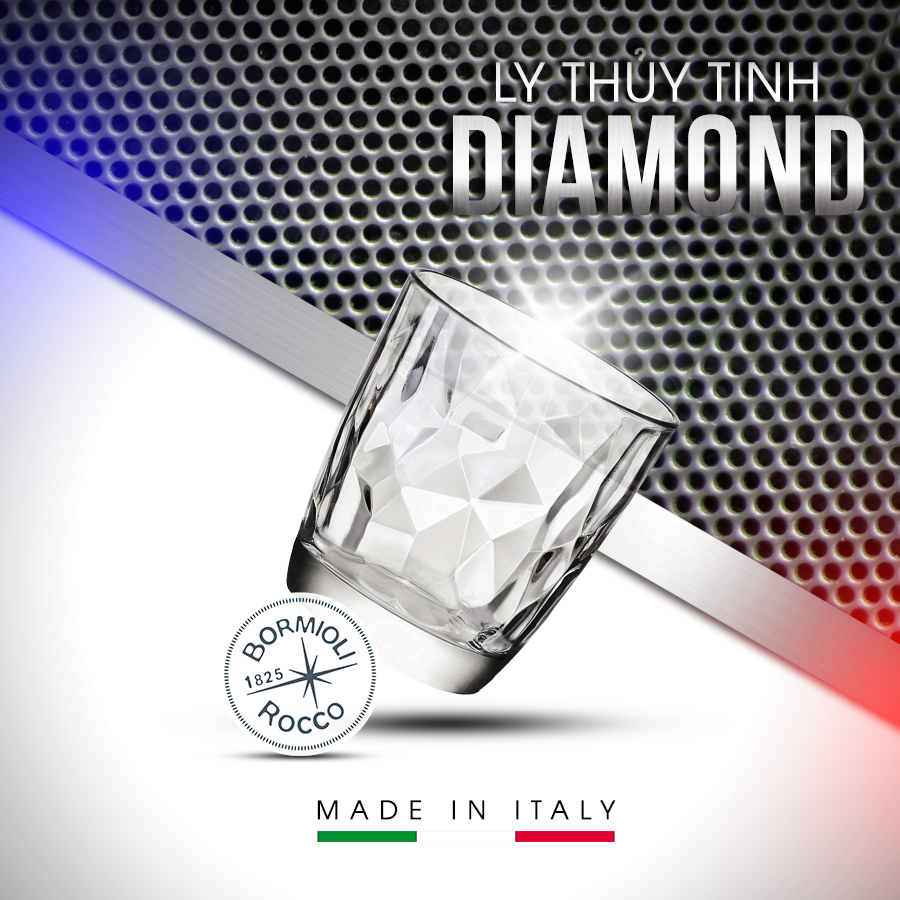 [ĐỦ MÀU - ITALIA] Bộ 6 Ly thủy tinh Diamond 30cl - 47cl (Bormioli Rocco)