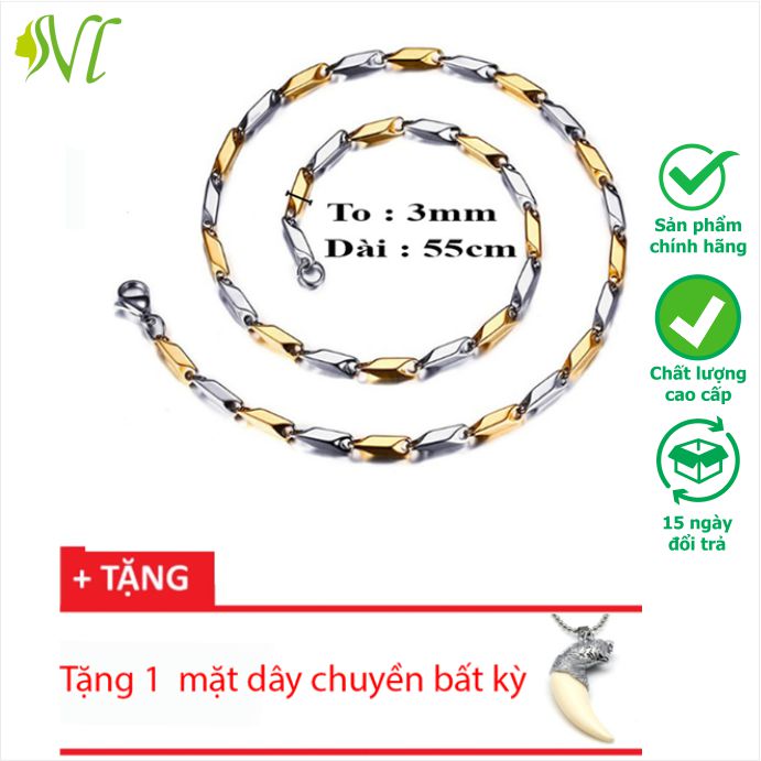 Vòng cổ titan không gỉ vòng cổ titan nam không đen không gỉ xài nước tốt Người Đẹp Vì Lụa
