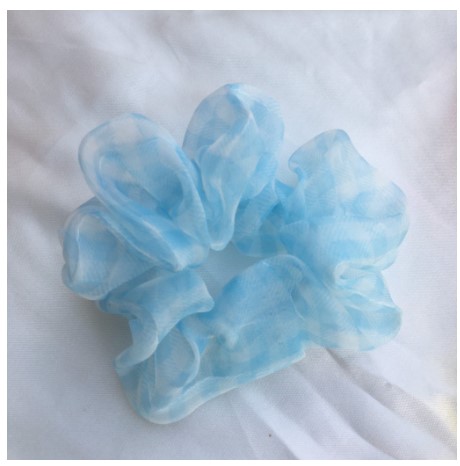 Scrunchies chun cột tóc hoạ tiết kẻ caro