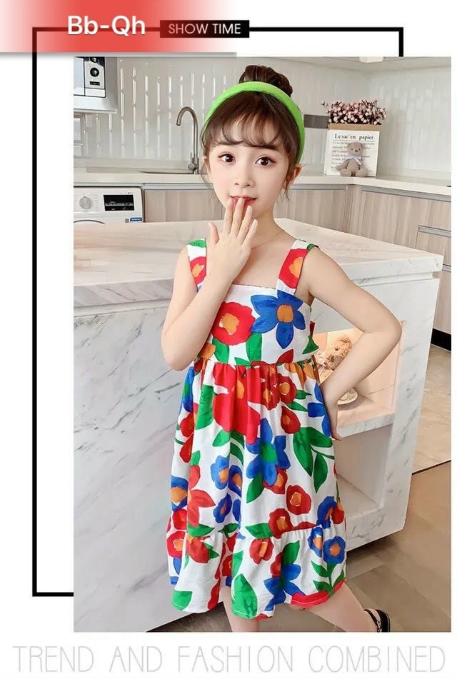 [SIZE NHÍ+ĐẠI] ĐẦM 2 DÂY BÔNG HOA SIÊU XINH