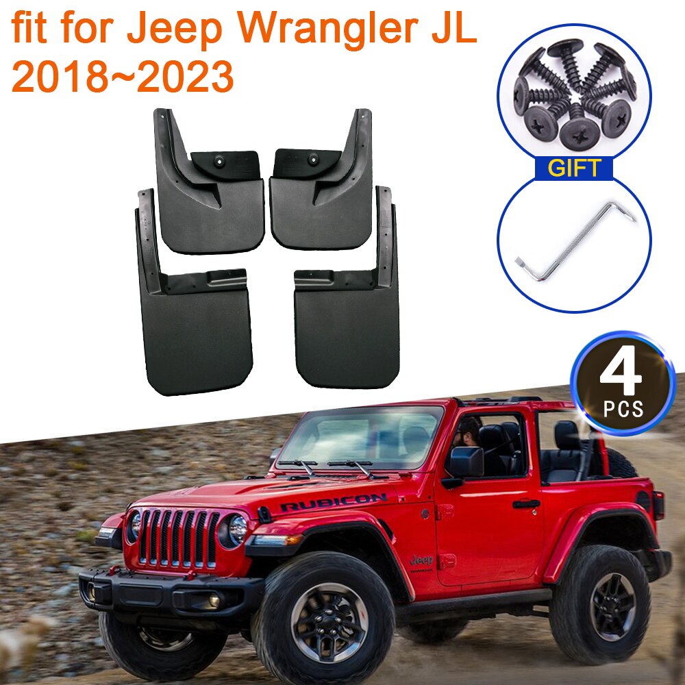 4X For Jeep Wrangler JL 2018 2019 2020 2021 2022 2023 Mud Splash Grade  Mudguards Front Rear Wheel Fender Mudflap Car Accessories | Lazada