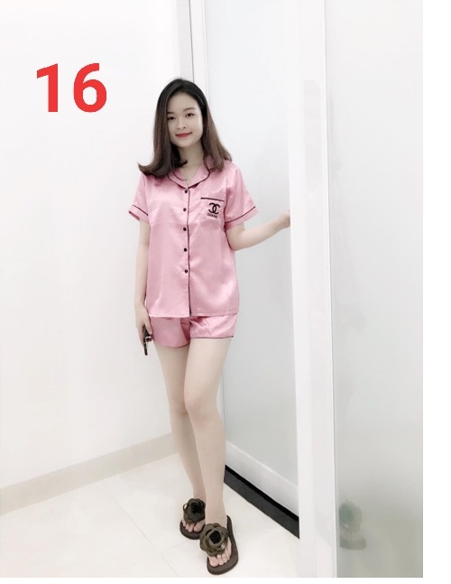 [HCM]Đồ bộ pijama phi lụa tay ngắn quần đùi LOẠI 1 - ảnh thật