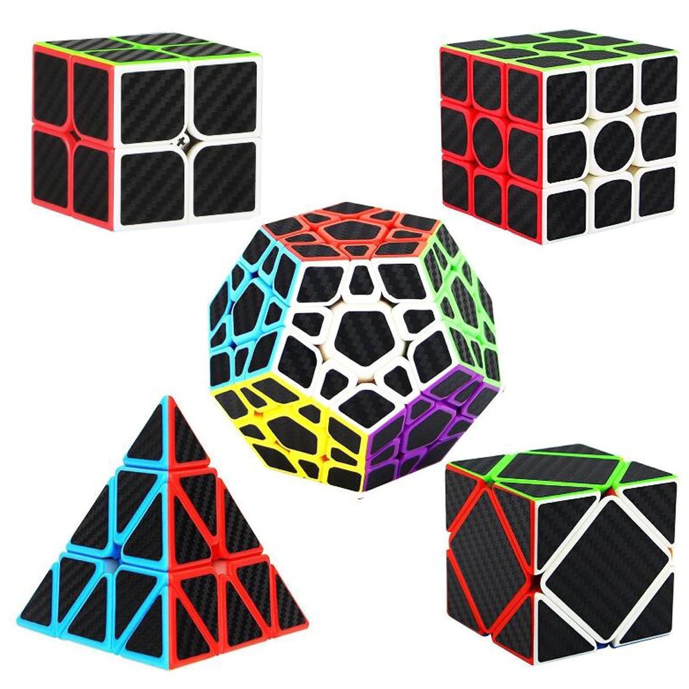 Combo 5 Rubik Zcube Carbon Biến Thể - 5 Rubik Cao Cấp  ( Tặng 5 chân đế rubik )