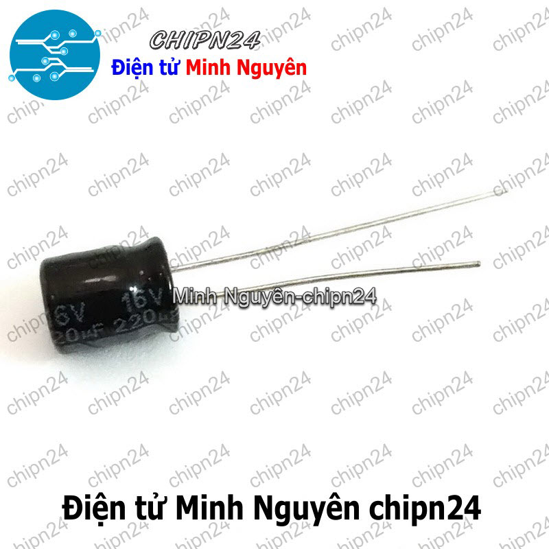 [10 con] (F254) Tụ hóa 220uF 16V Đen (6x12mm) - HH003641